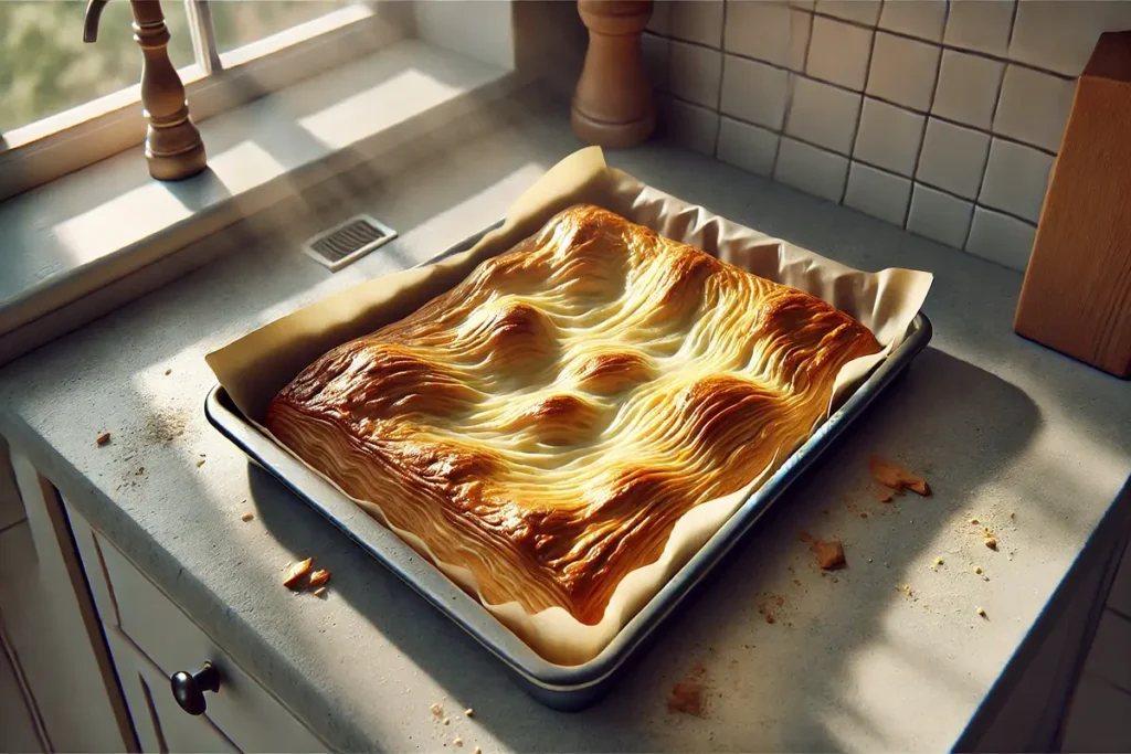 Bake puff pastry before filling